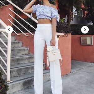 Victoria High Waisted Dress Pants/Slacks - White- Fashion Nova